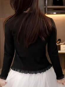 Sexy European & American Stylish Party Oblique Shoulder Fitted Graphic Design Blouse For Women Spring Black - Black - View 4