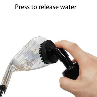 Cepillo de limpieza de palos de golf con botella rociadora, limpiador a presión para ranuras, incluye accesorio de herramienta de limpieza con mosquetón, suministros de limpieza de golf portátiles