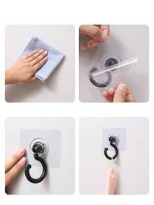 1pc Rotating Hooks, Non-Perforated Large Mosquito Net And Curtain Hooks, Home Sticky Coat Hooks, Bathroom Decoration, Foldable, Non-Drilling Multi-Functional Rack Belts, Ties, Underwear, Bags, Scarves, Clothes, Storage Hooks, Coat Hangers - Multicolor - View 4