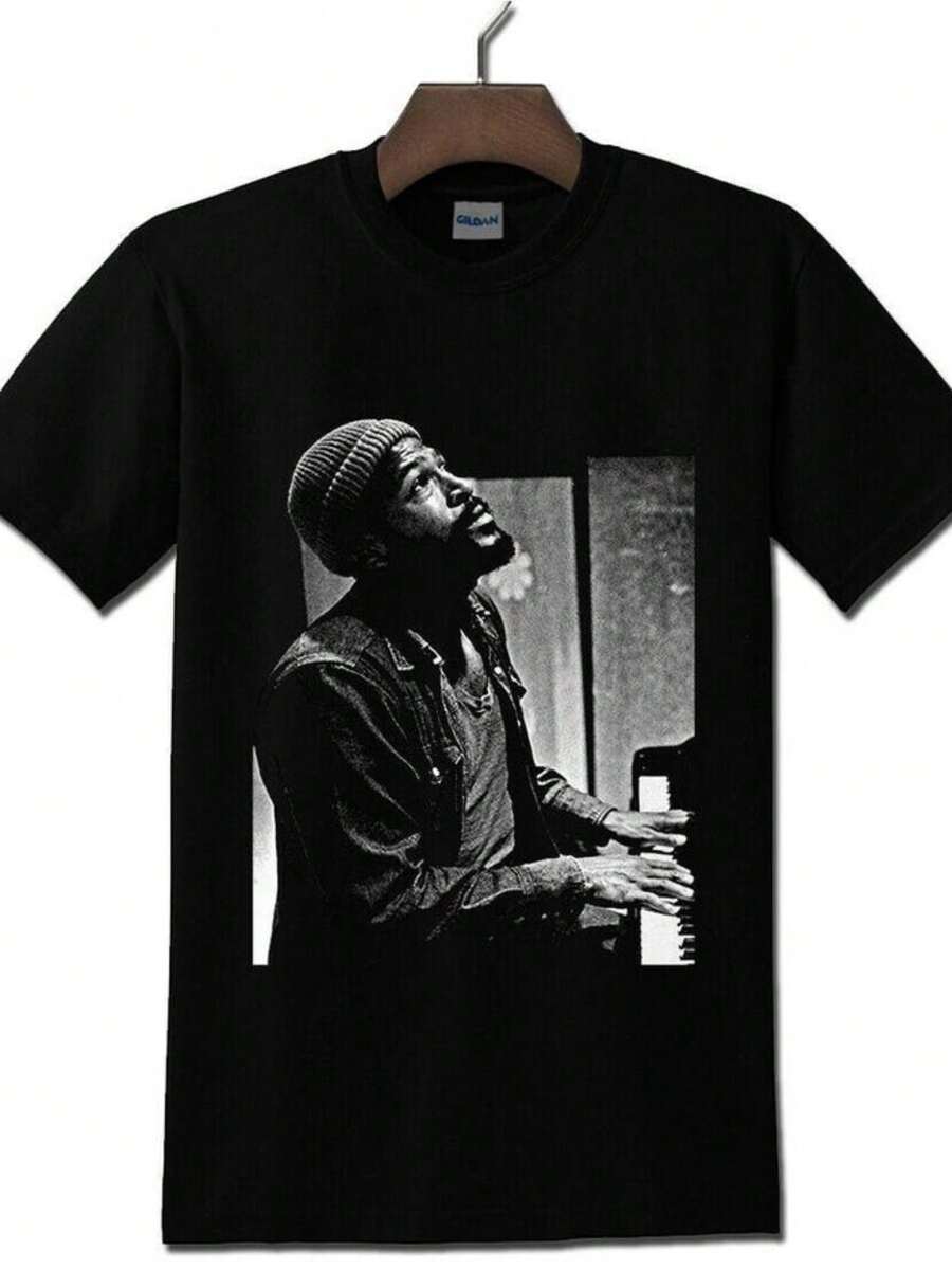 Vintage Marvin Gaye Black Musik T-Shirt S-5XL - màu đen - Xem 1