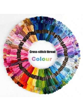 12/24/50 Colors Cross Stitch Thread, 200 Colors Embroidery Thread, 150 Colors Polyester Embroidery Floss, Handmade Beginner DIY Weaving Supplies, Random Colors