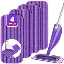 4 Pack Reusable Mop Pads Compatible With Wet Jet, Wet Jet Pads Refills, Microfiber Replacement Pads For Hardwood Floor Cleaning, Dry Wet Mopping Cloths For 12" Wet Jet Refill - Màu tím - Xem 1