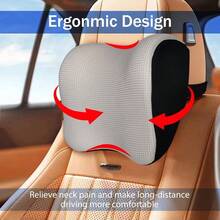 Almohada ultra suave para reposacabezas de coche, almohada de coche para conducir con correa ajustable, cojn de cuello espuma viscoelstica, funda extrable transpirable y diseo ergonmico, - Modelo-una vez - Ver 5