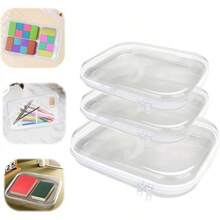 3-Piece Storage Box Organizer Set, Hard-Shell Zippered Case, Toy Storage Bins, Travel Organizer, Waterproof Transparent Case, Pencil Case, Toiletry Bag, Cosmetic Bag, White, Large Capacity, Portable And Versatile Organizer, Capson Pencil Display Box, Wardrobe Shelf