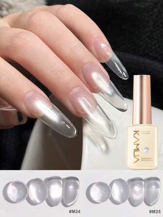 KAMUA 闪亮猫眼凝胶指甲油 12ml 闪光全息 UV 凝胶指甲油 半透明磁性凝胶指甲油 透明多用途凝胶指甲油，适合沙龙美甲和居家 DIY