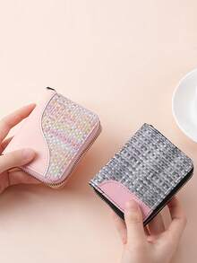 Colorblock Woven Texture Short Wallet, Large Capacity Wallet With Multiple Card Slots, High-End Coin Purse, Minimalist Multi-Layer Wallet For Daily Use, Versatile Fresh Card Holder With Multiple Slots - Multicolor - View 2