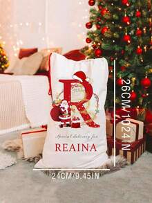 1PC Initial Christmas Santa Sack, Personalized Xmas Gift Pouch, Large Christmas Canvas Gift Bag With Drawstring,Monogrammed Drawstring Bag,Initial Christmas Santa Sack Personalized Monogram A Christmas Gift Bag With Drawstring Large Reusable Canvas Santa Bag New Year Christmas Party Supplies Favors