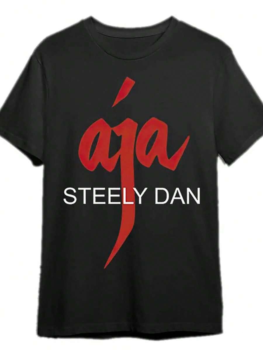 Steely Dan Inspired Men's Cotton T-Shirt - Casual Loose Fit, Breathable & Soft, Short Sleeve Graphic Tee With Unique Print Design, Machine Washable - Perfect For Casual Attire Cosplay - 黑色 - 查看 1