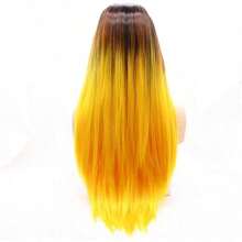Front Lace Synthetic Hightemperature Silk Head Cover Yellow Gradient Color - Amarillo - Ver 4