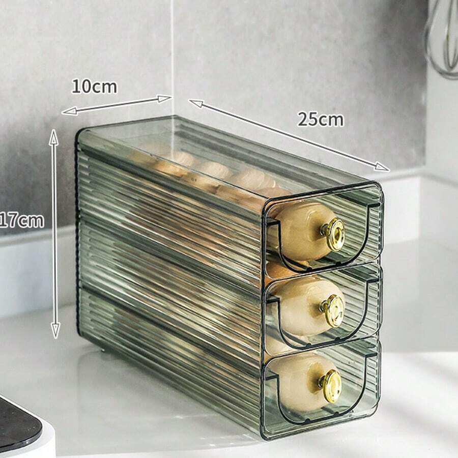 1 Piece - Egg Carton Refrigerator Drawer Type - Transparent - Kitchen Storage Extendable Rolling Storage Box Egg Tray - Xanh lá cây ba lớp - Xem 1