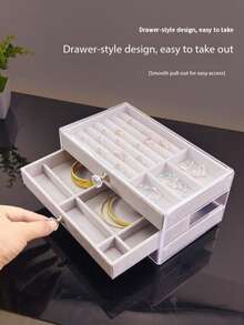 三层透明PET首饰收纳盒，耳环项链戒指展示整理盒 - 彩色 - 查看 3