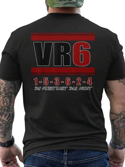 VR6 engine tuning golf cylinder car turbocharged T-shirt printed on the back - suitable for gift giving