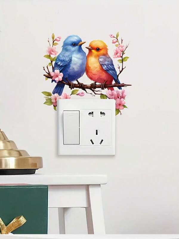 1pc.Home Adorable Plum Blossom And Bird Switch Decorative Sticker, Modern Style PVC Electric Car / Computer / Tablet Sticker, BedroomRestaurant Washable Wall Stickers Room Decor Wall Decor Bedroom Decor Kitchen Decor Home Decor
