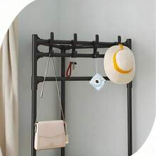 Household Corner Coat Rack Storage Rack, Bedroom Floor-Standing Corner Clothes Rack, Indoor Corner Multifunctional Simple Corner Clothes Rack, Corner Clothes Rack, Multi-Layer Shoe Rack. Multi-Layer Assembly Clothes Rack Storage Rack, - Black - View 4
