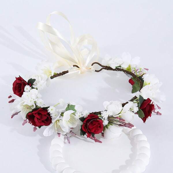 1 قطعة إكليل وردة فاخر وأنيق على الطراز القديم للنساء