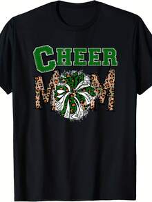 Cheer Mom - Cute Leopard Letters - Green Team - Cheerleader T-Shirt - 款式17 - 查看 1