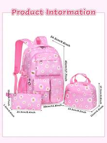 Set di zaino con stampa a margherite, adatto per scuola, pendolarismo, viaggio, design a tie-dye e fiocco di neve. Zaino, casual, unico