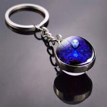 Glow-In-The-Dark 12 Zodiac Signs Double-Sided Convex Glass Ball Keychain, Outdoor Key Chain - Multicolor - View 8