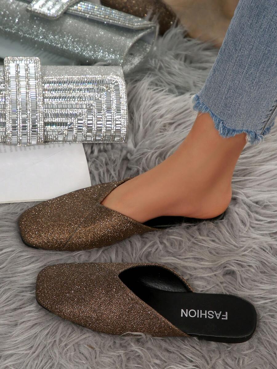 Women's Solid Color Bohemian Elegant Fashion Asymmetrical Flat Leather Slip-On Loafers, Slippers For Home Wear, All Seasons - Coffee Brown - View 1