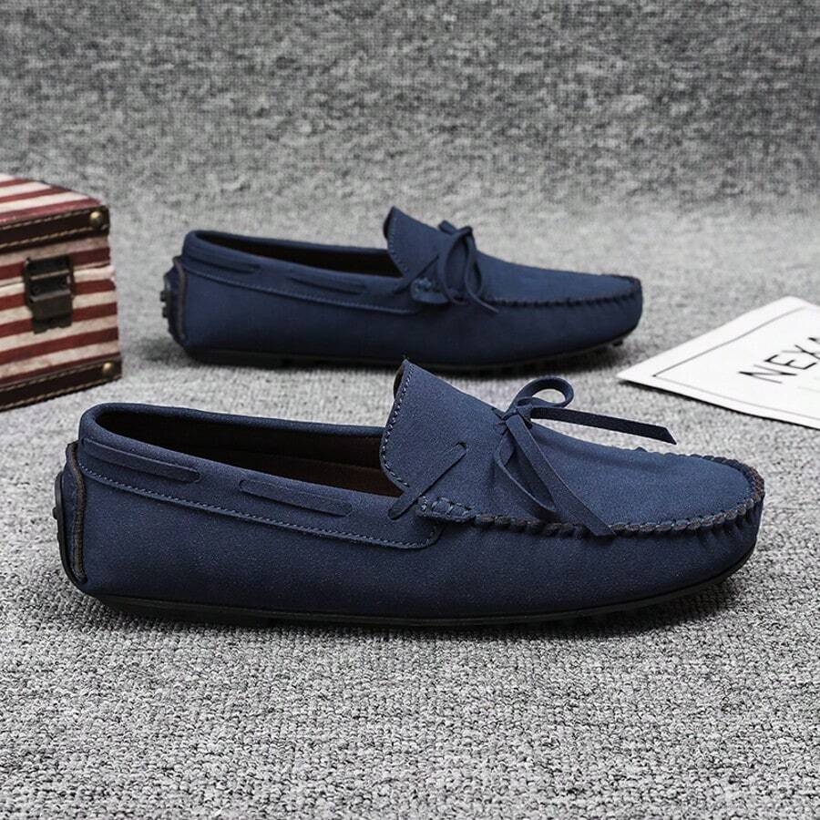 1 Pair Men's Casual Slip-On Loafers, Soft Bottom Moccasin Shoes - Blue - View 1