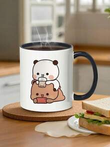 1pc Bubu Dudu Ceramic Coffee Mug - 11 Oz Reusable Novelty Cup, Machine Washable, Material, Multi-Purpose Love Forever Bear Design, Perfect Gift For Couples,Easter Cup For Wife,Husband Christmas,Valentine's Day,Birthday And Holiday Gift,Tea Cup,Boyfriend And Girlfriend,Summer And Winter Drinking Utensils,Perfect For Woman Sister Friend Boss Employee Co-Worker Great Office Mug Back To School