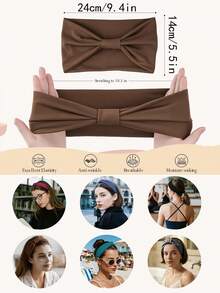 1pc Women's Headband, Wide Elastic Headband, Non-Slip Thick Headband, Stretchy Absorbent Sports Headband, Large Bow Soft Headscarf. Available In Multiple Colors. Warm Hair Bands Women Bandanas Winter Hair Accessories