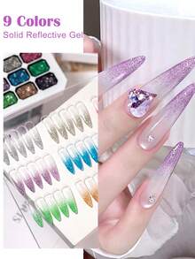 Mtssii 9 Colors Dreamscape Diamond Dust Reflective Glitter Solid Adhesive Gel Nail Polish Gradient Semi Permanent Soak Off UV LED Shiny Nail Art Gel Varnishes For Nails Salon DIY - 彩色 - 查看 5