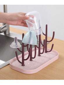 1 pieza Escurridor de biberones con bandeja, Escurridor de biberones de gran capacidad, Secado y drenaje rápido para biberones, chupetes, diseño de soporte desmontable, biberón y chupete no incluidos - Multicolor - Ver 1