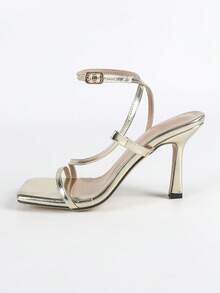 Women's Elegant Gold High Heel Sandals, Summer - Gold - View 8