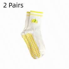 European Sizes 36-43, 2 Pairs Of Adorable Embroidered Yoga Socks With Dotted Accents For Women