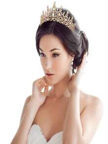 TOBATOBA AB Gold Crown For Women Wedding Tiara For Bride Queen Crown Crystal Tiaras And Crowns For Women Royal Princess Quinceanera Headpieces For Birthday Prom Pageant Halloween Cosplay Accessories - màu đen - Xem 3