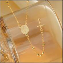 Gold Virgin Mary Rosary Necklace For Women Men Rosary Bead Cross Necklace Catholic Pendant Necklace Religious  Jewelry Gifts2025 - 金色 - 查看 9