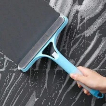 3-In-1 Window Cleaning Kit - Heavy Duty Glass Scraper With Squeegee, Scrubber Pad & Water Sprayer, Short Handle Professional Tool For Streak-Free Shine On Windows, Shower Doors & Tiles - Blue - View 7