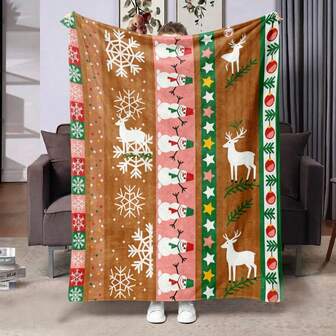 Personalized Christmas Pattern Gift Flannel Wool Blanket, Soft & Comfortable Polyester Fiber, All-Season Plain Weave, Machine Washable, With Heartwarming Message, Suitable For Birthday, Halloween, Women's Gift