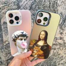 Custodia per telefono con estetica artistica di Davide e Mona Lisa, compatibile con 16, 15, 14, 13 Pro Max, Mini, 15, 14 Plus, 12, 11 Pro Max, antiurto, con copertura laser, compatibile con custodia per iPhone 17, custodia per iPhone 17 Pro, custodia per iPhone 17 Pro Max - CH-Black EGSJ 2 - Visualizzare 4