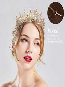 TOBATOBA AB Gold Crown For Women Wedding Tiara For Bride Queen Crown Crystal Tiaras And Crowns For Women Royal Princess Quinceanera Headpieces For Birthday Prom Pageant Halloween Cosplay Accessories - màu đen - Xem 4