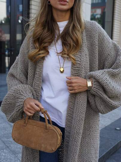 2025 New Fashion - Casual Style - Fashionable Minimalist V-Neck Long Loose Knit Cardigan