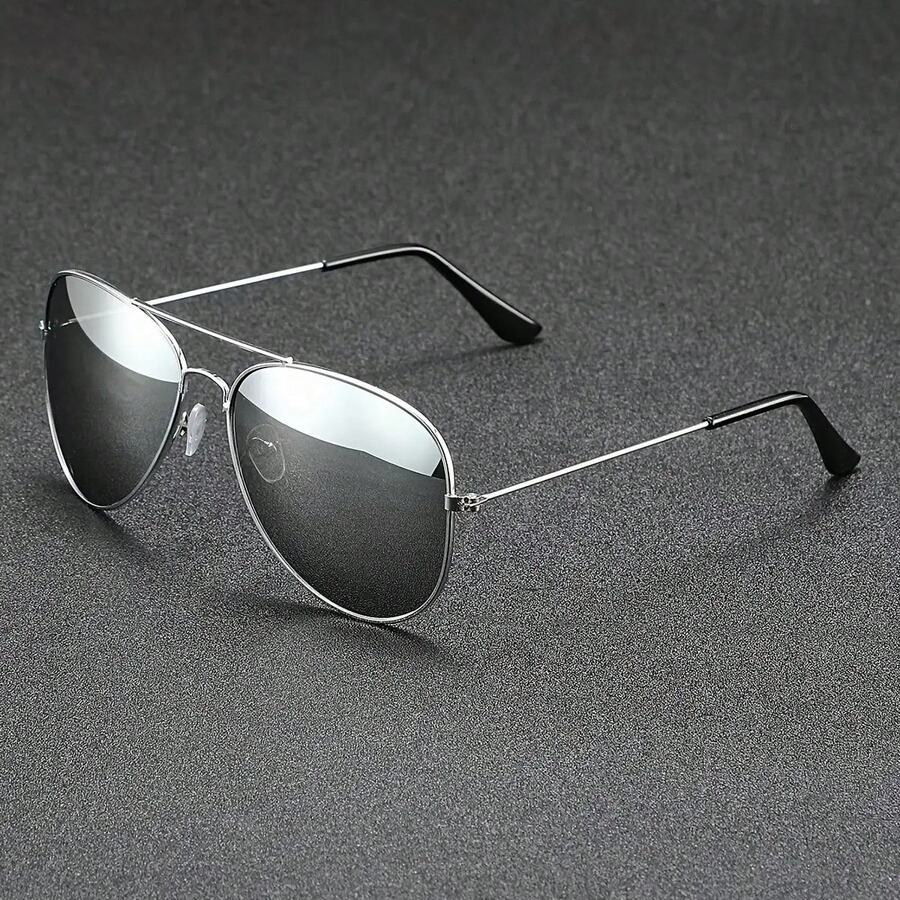 Punk Style Durable Metal Frame Glasses - Unisex Fashion Accessories And Photo Props, Great Gift For Everyday Or Special Occasions - 銀色 - 查看 1