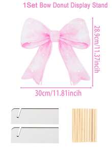 1Pc Pink Bow Shaped Wooden Donut Stand,Sweet Donut,Doughnut Holder Board,Baby Shower Decorations,Pink Bow Theme Birthday Party Supplies,Bridal Shower Supplies,Pink Birthday Decorations,1st Birthday Party Decor,Gender Reveal Party Supplies,Table Decor,Baby Girl Party Decorations,Pink Bow Decor