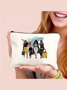 1 Túi đựng đồ trang điểm hình mèo đen dễ thương một mặt - Dùng làm hộp đựng mỹ phẩm và đồ vệ sinh cá nhân cho nữ. Thiết kế cổ điển màu be và đen, có chữ tùy chỉnh. - Nhiều màu - Xem 4