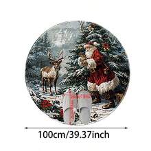 1 pezzo Tappeto da area in flanella a tema natalizio: Babbo Natale che interagisce con le renne, circondato da boschi innevati, albero di Natale con ornamenti e fiori di poinsettia. Lavabile, adatto per camera da letto, soggiorno, balcone, casa, hotel, ufficio e decorazione per le feste - Multicolore - Visualizzare 12