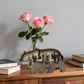 1 件 3D 木质镂空多层动物装饰、圣诞节创意木制工艺品、家居桌面装饰、生日礼物、节日用品、场景装饰