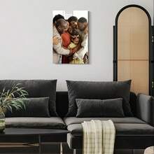 1 pièce Impression sur canevas personnalisée - Cadre en forme d'étoile avec votre photo, cadre en bois et canevas de haute qualité. Décoration d'intérieur classique pour le salon, la chambre à coucher, le bureau - Cadeau parfait pour Pâques, la remise des diplômes pour la famille et les amis, souvenir mémorable, art mural sur canevas 2D