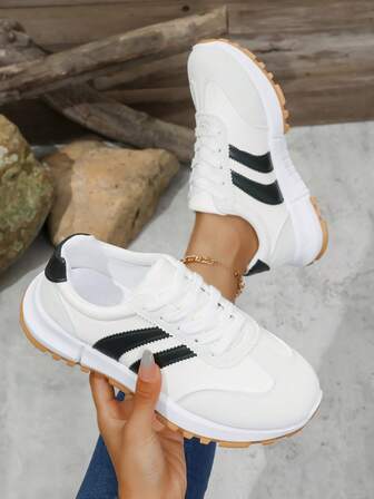 女士时尚休闲运动鞋，平底舒适防滑透气运动鞋，软底轻便跑步鞋，百搭通勤厚底运动鞋