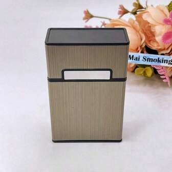 Waterproof Aluminum & Plastic Cigarette Case - Slim Portable Flip-Top Design, For Cigarettes, Cigars & Raw Tobacco, Secure Closure, Sleek Metallic Finish, Travel/Outdoor Accessory For Smokers, Durable & Lightweight