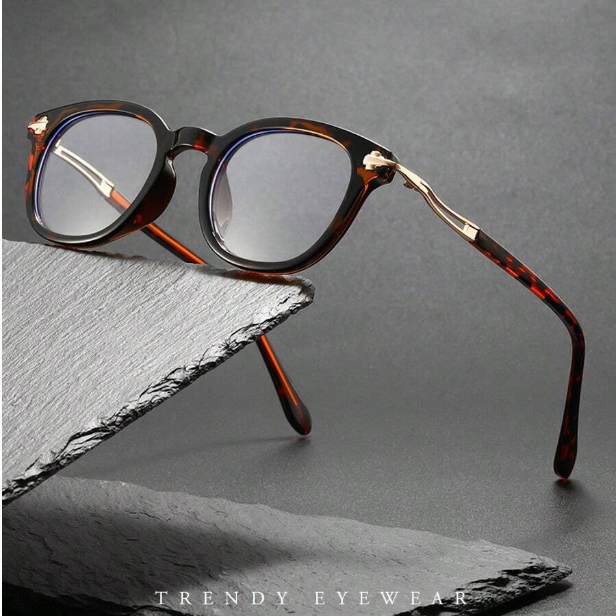 新款波西米亚百搭眼镜，时尚精致金属拼接圆框眼镜 - 無色 - 查看 1