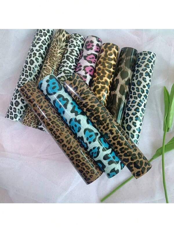 10pcs Mixed Color Leopard Print Heat Transfer Vinyl, 8.2x9.8 Inch Bohemian Style Animal Patterns, For T-Shirts, Tote Bags, Hats, Pants, Crafts