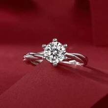 1pc S925 Silver Moissanite Ring, 1CT Round Moissanite Ring, VVS1 Clarity, Round Cut, With GRA Certificate And Gift Box