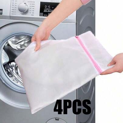 4pcs/2pcs/1pc Transparent Mesh Laundry Bags - 15.75 Inches X 11.81 Inches - Suitable For Clothes, Shirts, Bras, Socks, Pantyhose, Underwear - Zipper Closure - Great For Travel And Laundry Organization