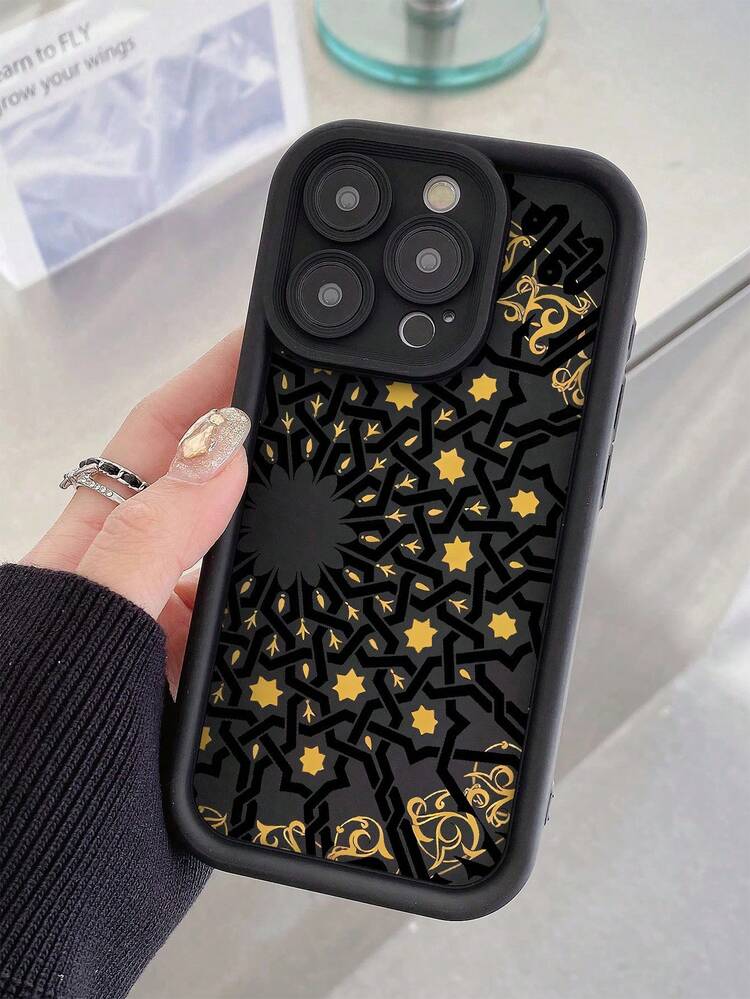 Minimalist Illustrated Arabic Letter Pattern Phone Case, Handpainted, Cover, Phone Sleeve, Protective Anti-Drop Case, Compatible With IPhone 16, 16 Plus, 16 Pro Max, 16e, 16 Pro, 15, 15 Plus, 15 Pro Max, 15 Pro, 14, 14 Plus, 14 Pro Max, 14 Pro, 13, 13 Pro, 13 Pro Max, 12, 12 Pro, 12 Pro Max, And Galaxy A05, A05S, A06, A14, A15, A16, A32 4G - Multicolor - View 4